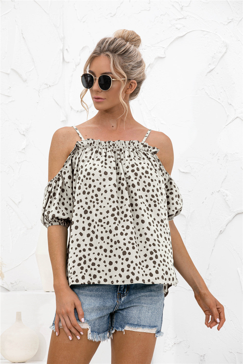 Cheetah Print Cold Shoulder Camisole Top - Absolute Fashion 2020