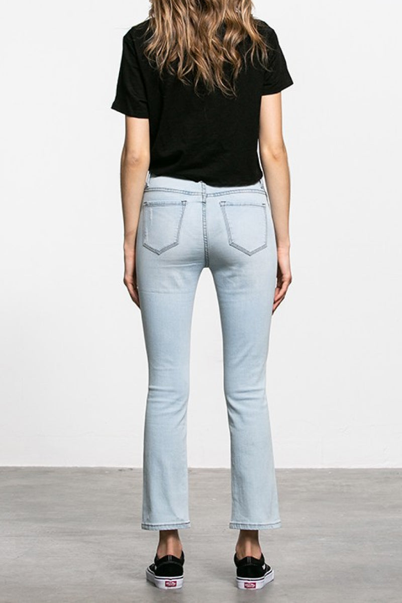 Distressed Flare High Rise Jeans