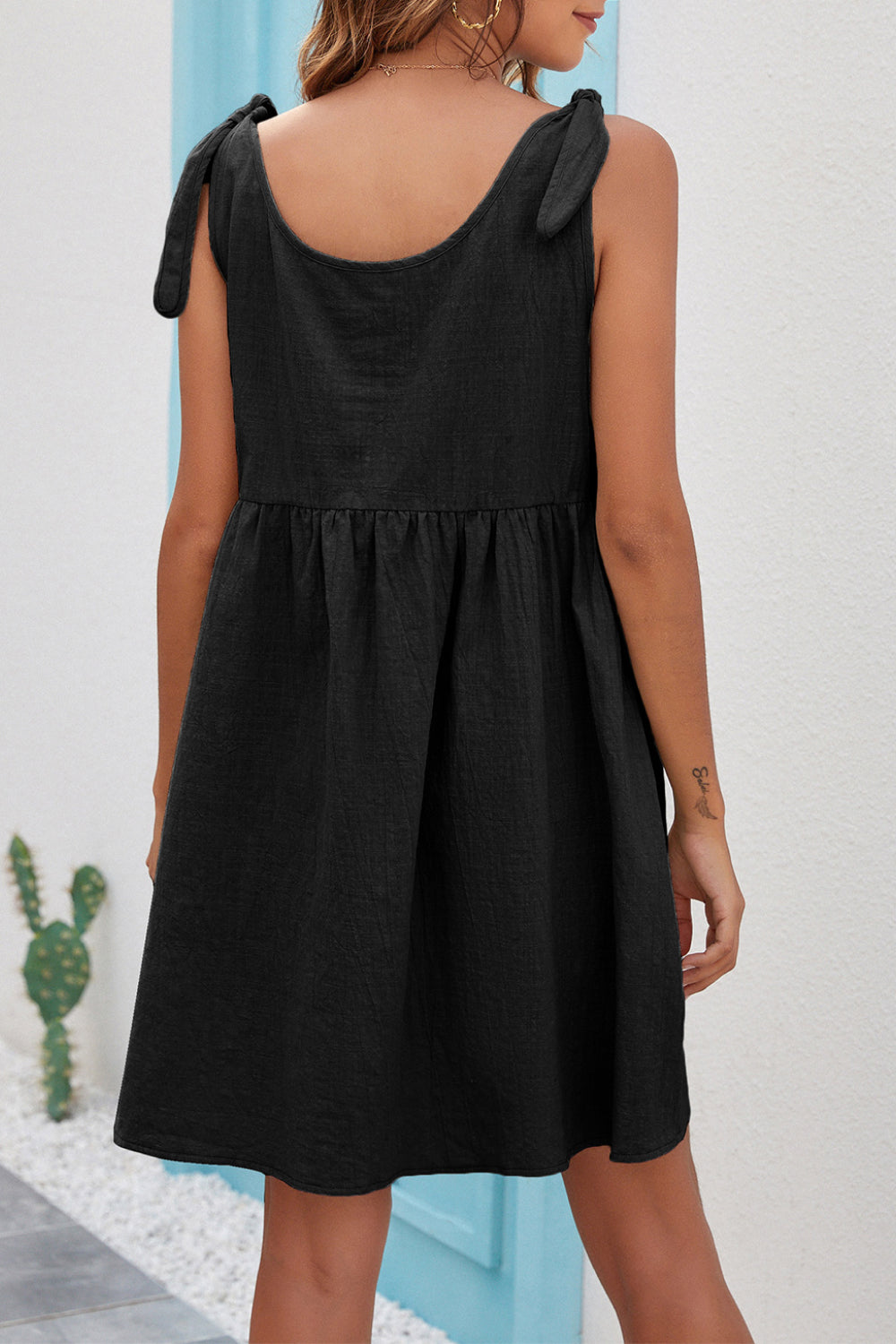 Knot Shoulder Pocket Smock Dress - Absolute Fashion 2020