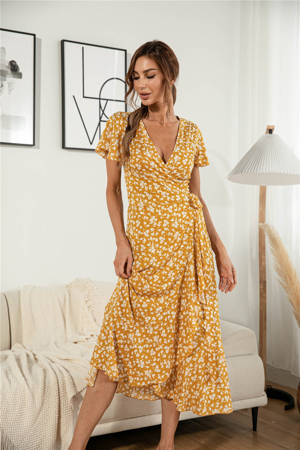 Floral Ruffle Hem Split Dress - Absolute Fashion 2020