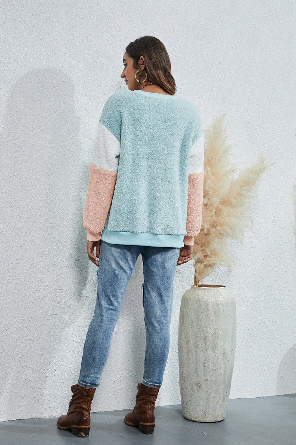 Color Block Teddy Sweatshirt - Absolute Fashion 2020