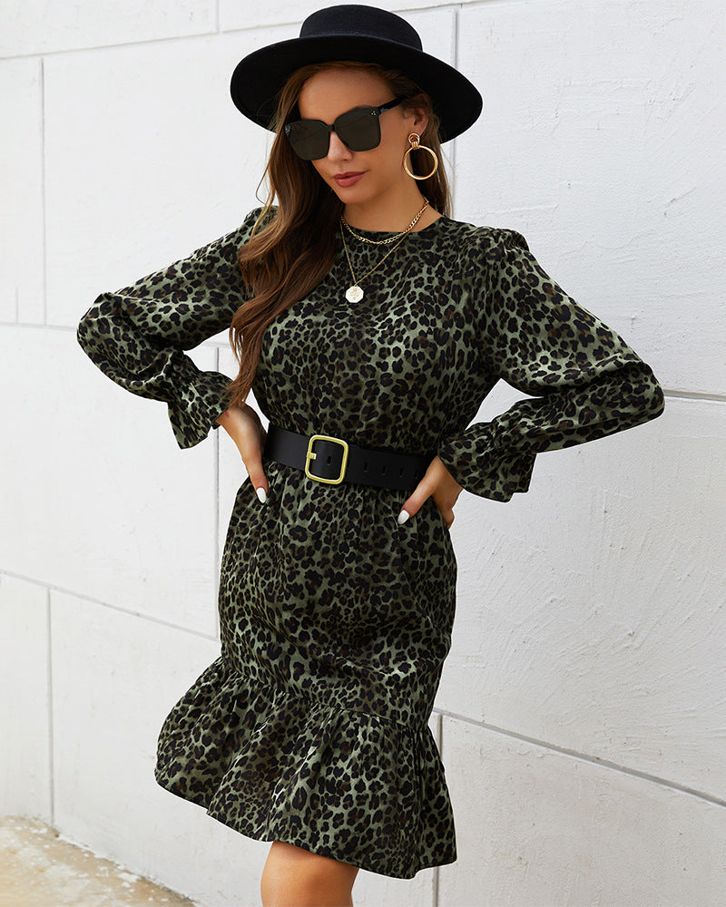 Animal Print Belted Mermaid Dress - Absolute Fashion 2020