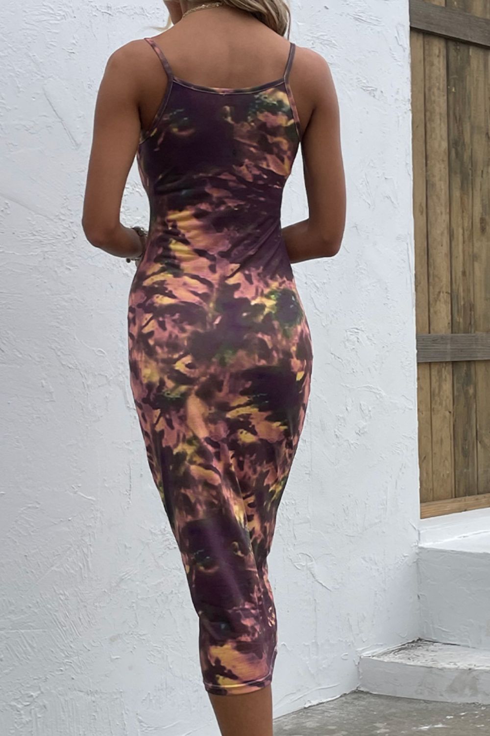 Tie-Dye Spaghetti Strap Midi Dress