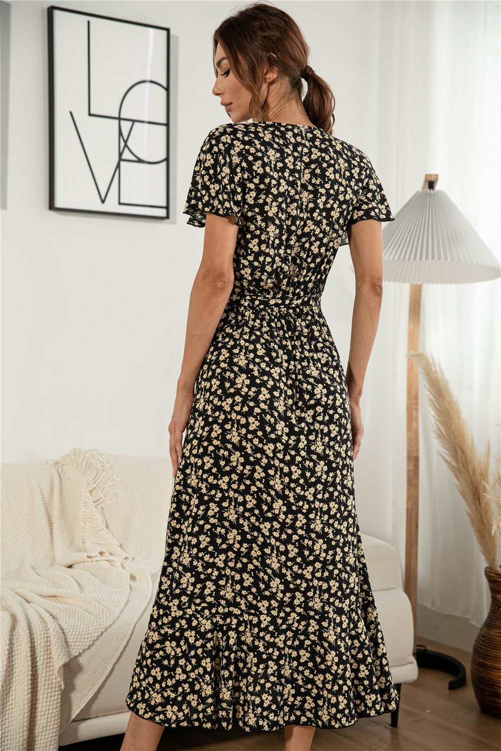 Floral Ruffle Hem Split Dress - Absolute Fashion 2020