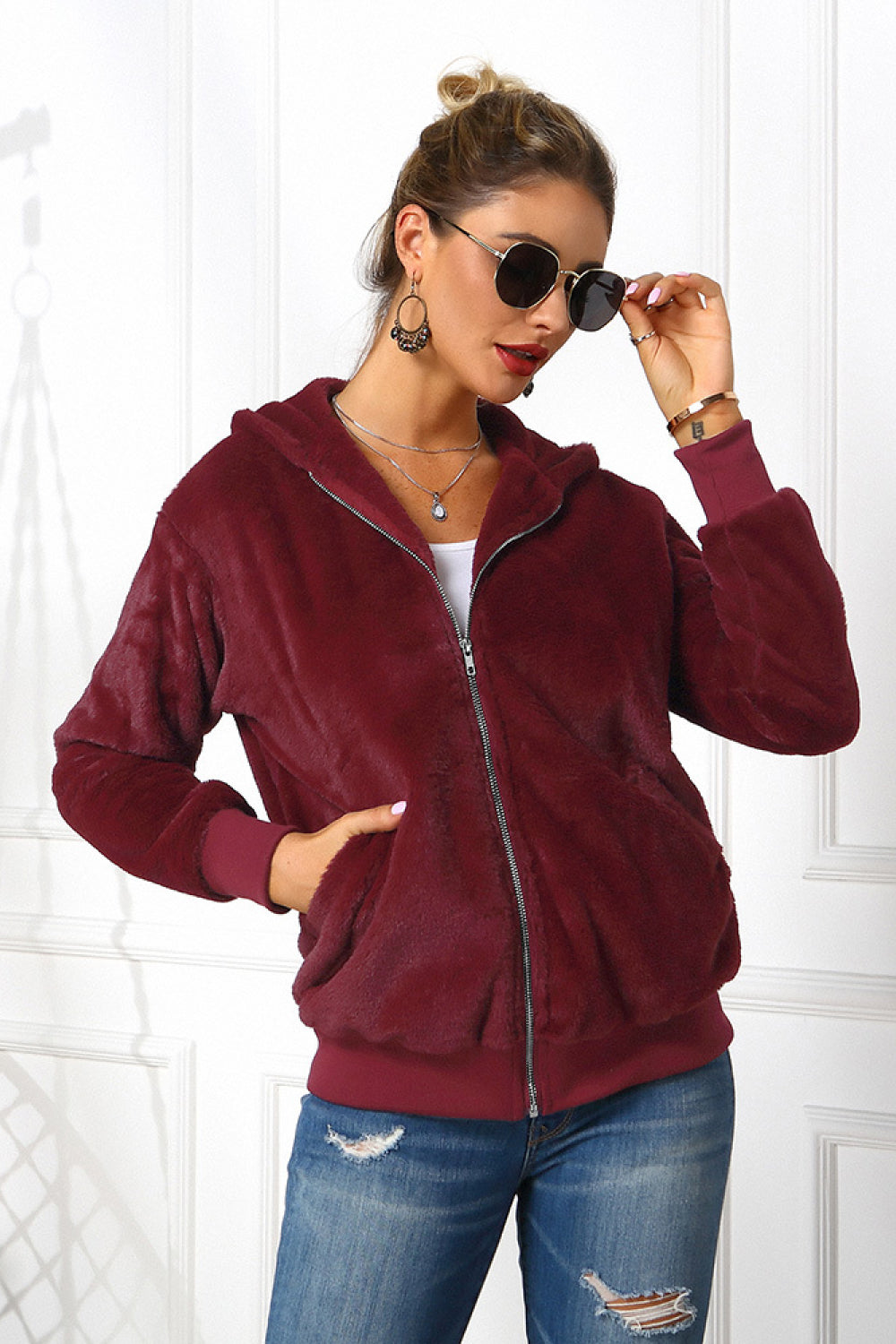Zip Up Teddy Hoodie Jacket - Absolute Fashion 2020