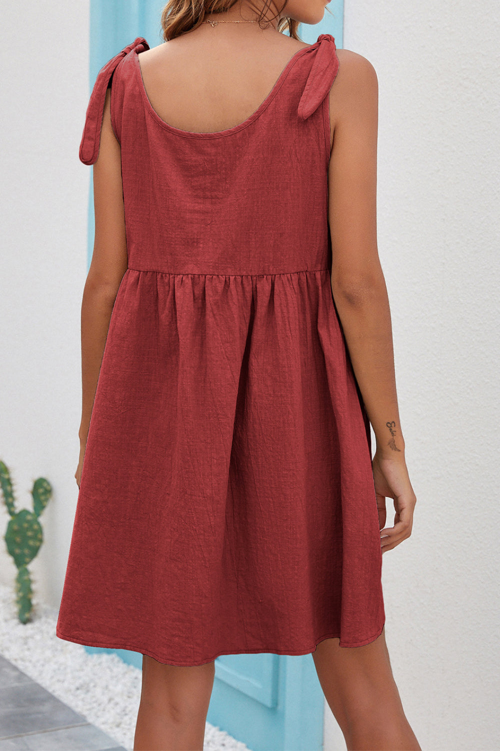 Knot Shoulder Pocket Smock Dress - Absolute Fashion 2020