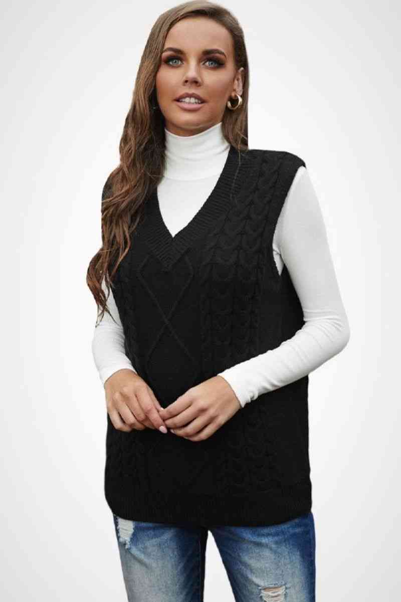 Solid Cable Knit Vest - Absolute Fashion 2020