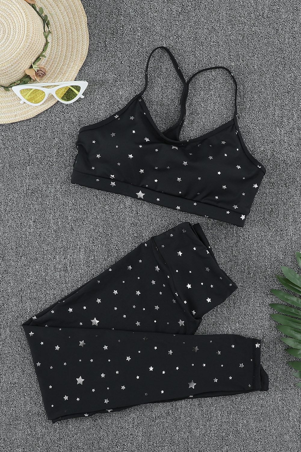 Star Print Sports Bra and Leggings Set - Absolute Fashion 2020
