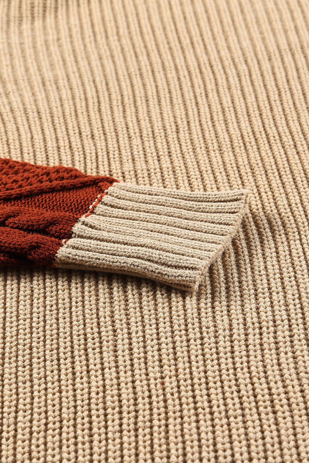 Color Block Mixed Knit Open Front Cardigan