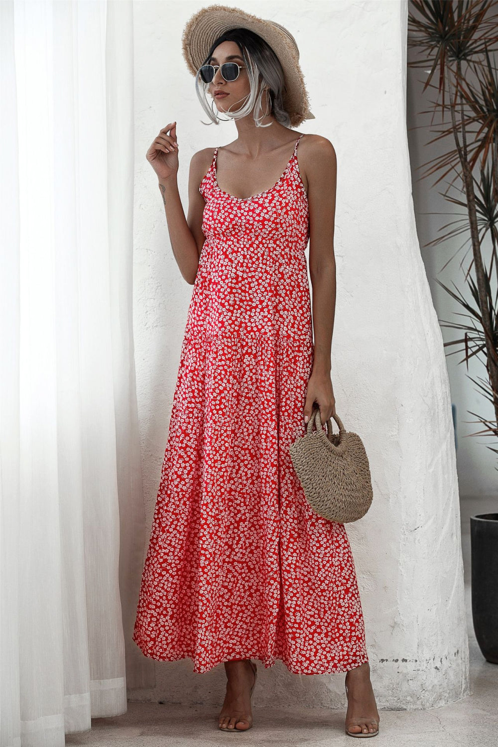 Ditsy Floral Backless Maxi Dress - Absolute Fashion 2020