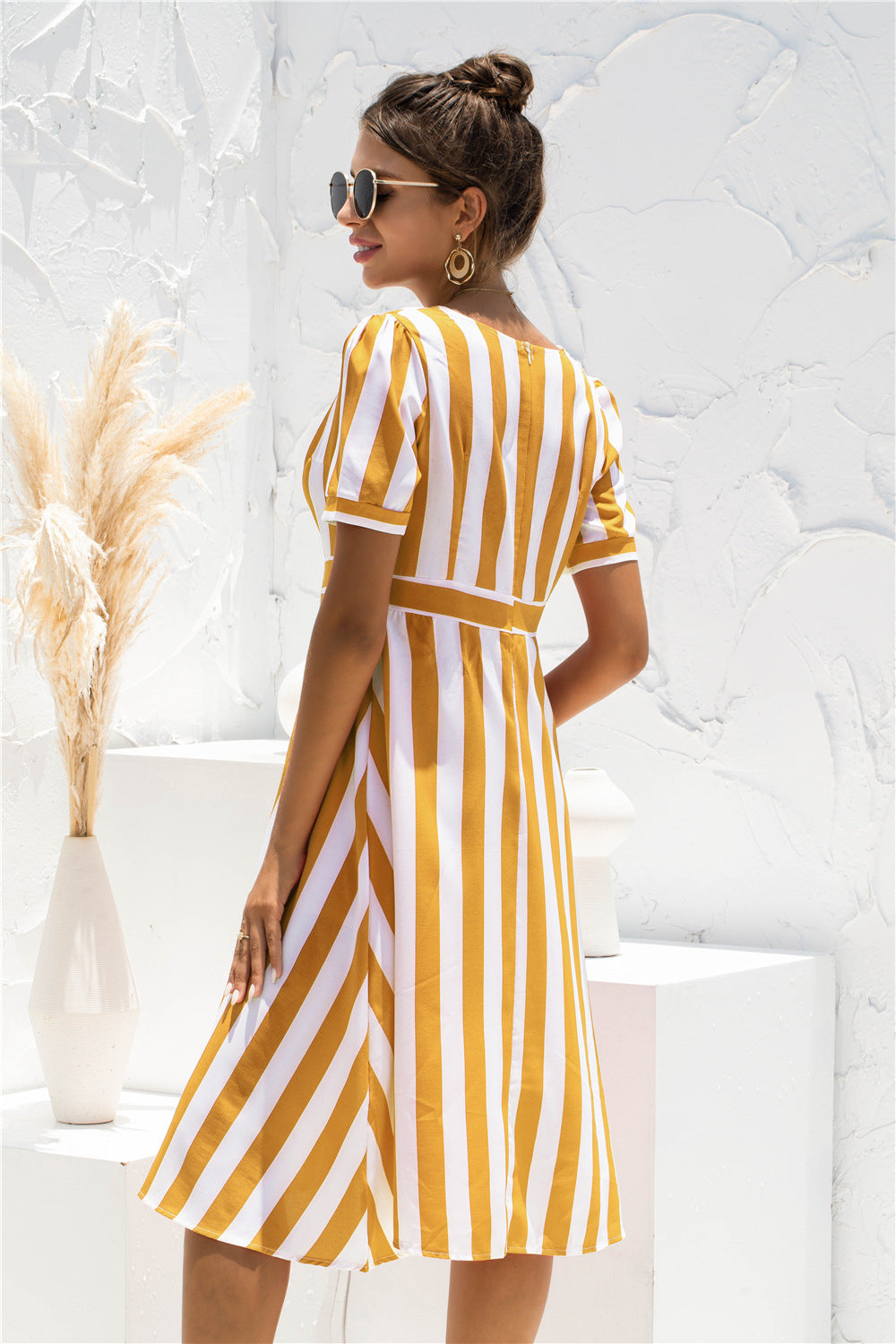 Striped Surplice Front A-line Dress - Absolute Fashion 2020