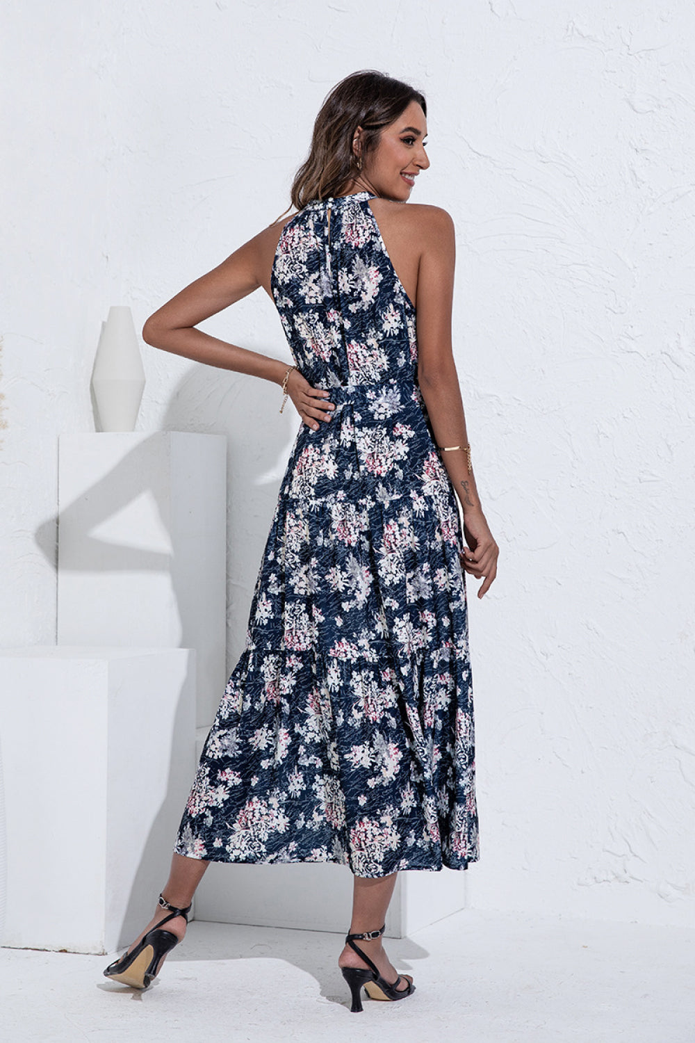 Floral Halter Neck Swing Dress - Absolute Fashion 2020