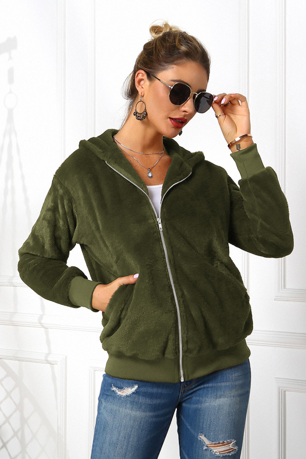 Zip Up Teddy Hoodie Jacket - Absolute Fashion 2020