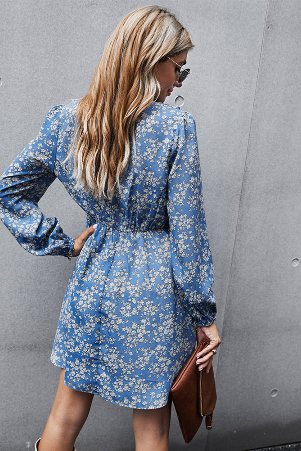 Dainty Floral Ruffled V-Neck Dress - Absolute Fashion 2020