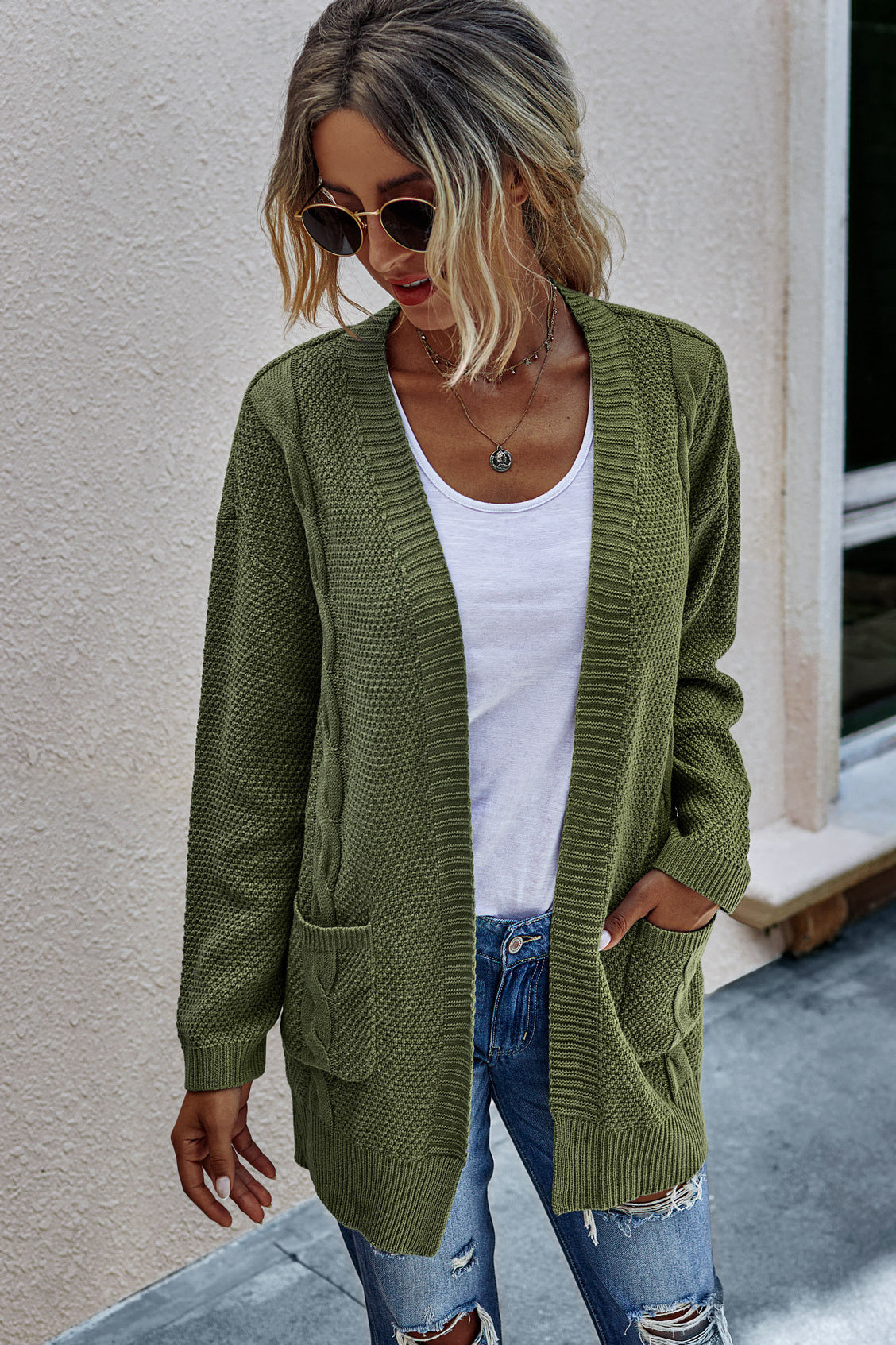 Cable Knit Open Front Cardigan - Absolute Fashion 2020