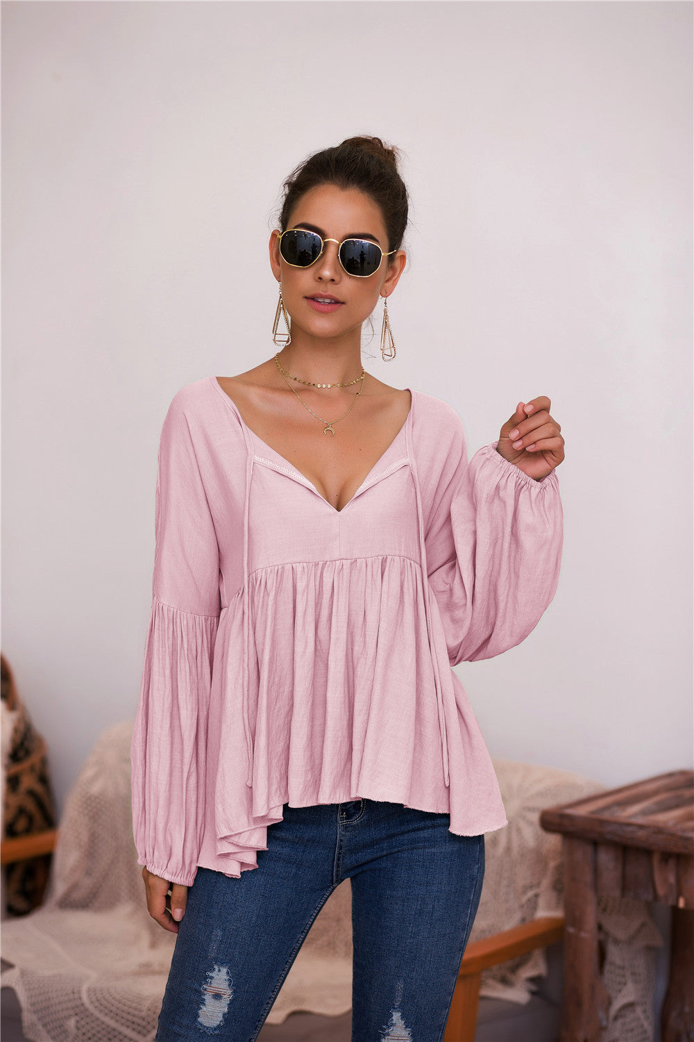 Puff Long Sleeve Pleated Top - Absolute Fashion 2020