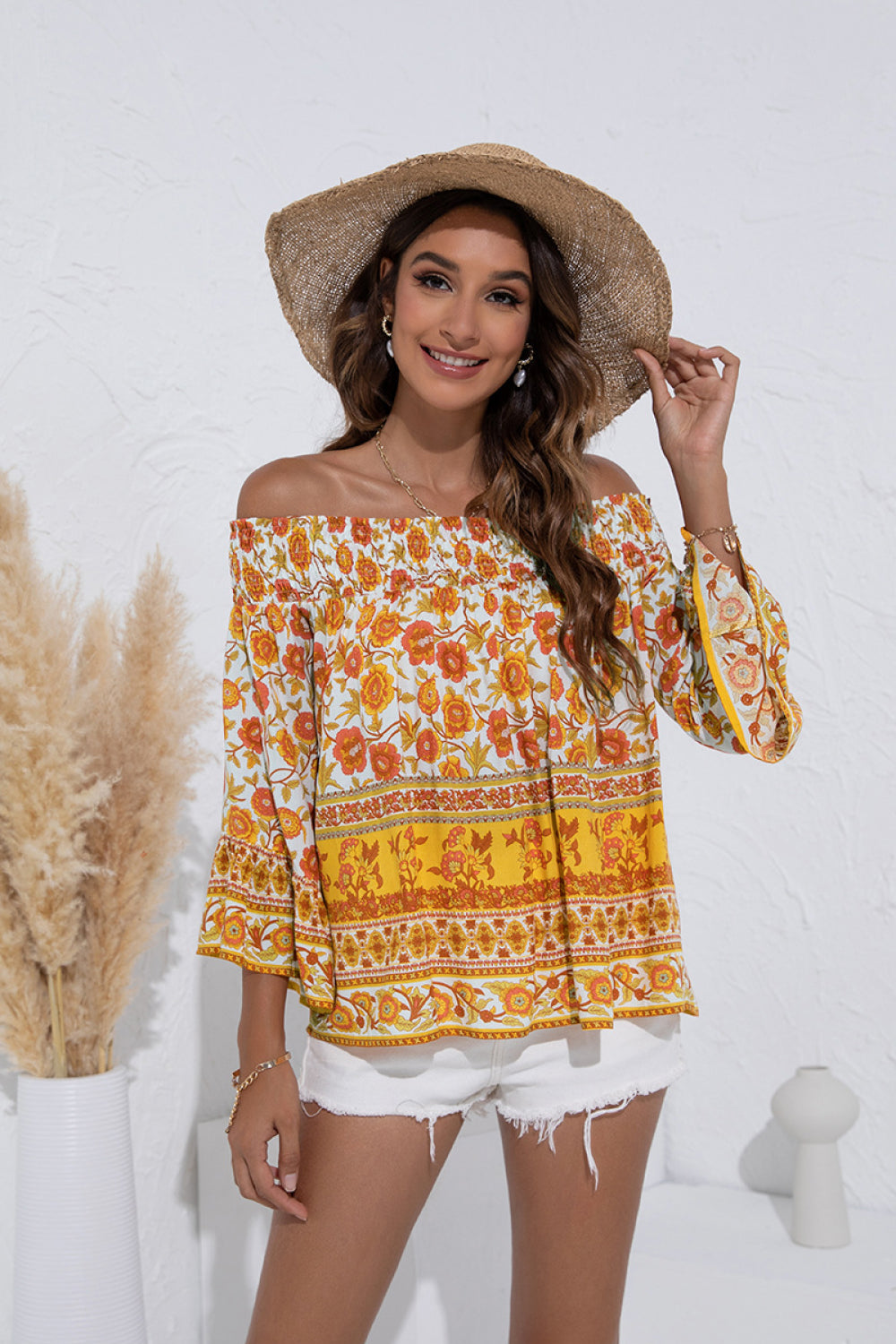 Floral Flare Sleeve Off Shoulder Top - Absolute Fashion 2020