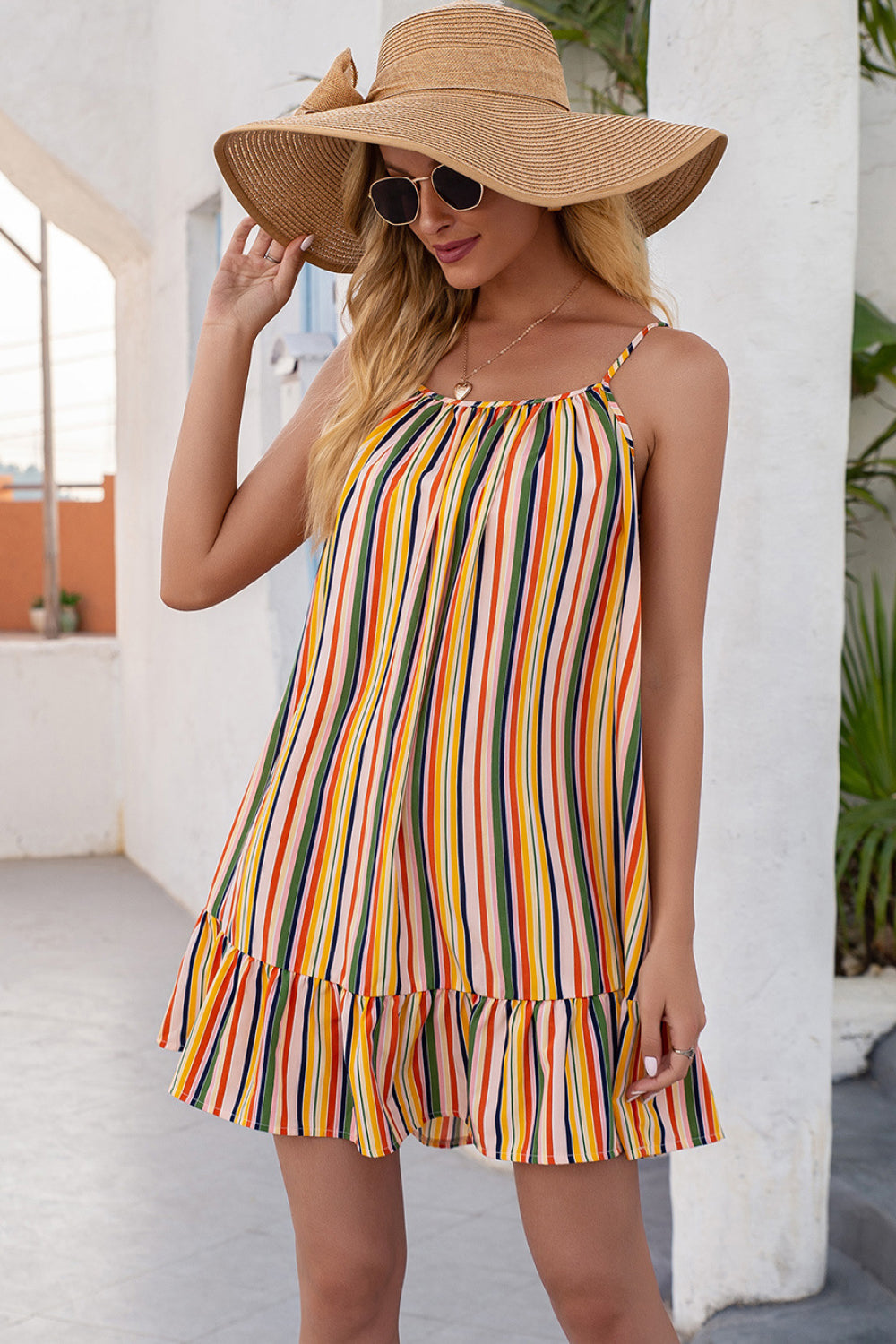 Striped Ruffle Hem Dress - Absolute Fashion 2020