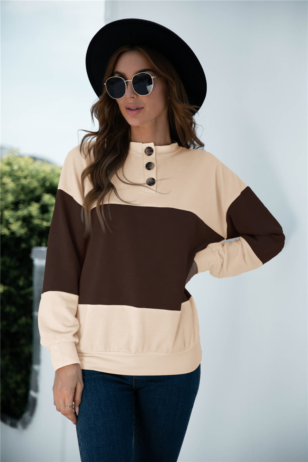 Colorblock Three Button Top - Absolute Fashion 2020