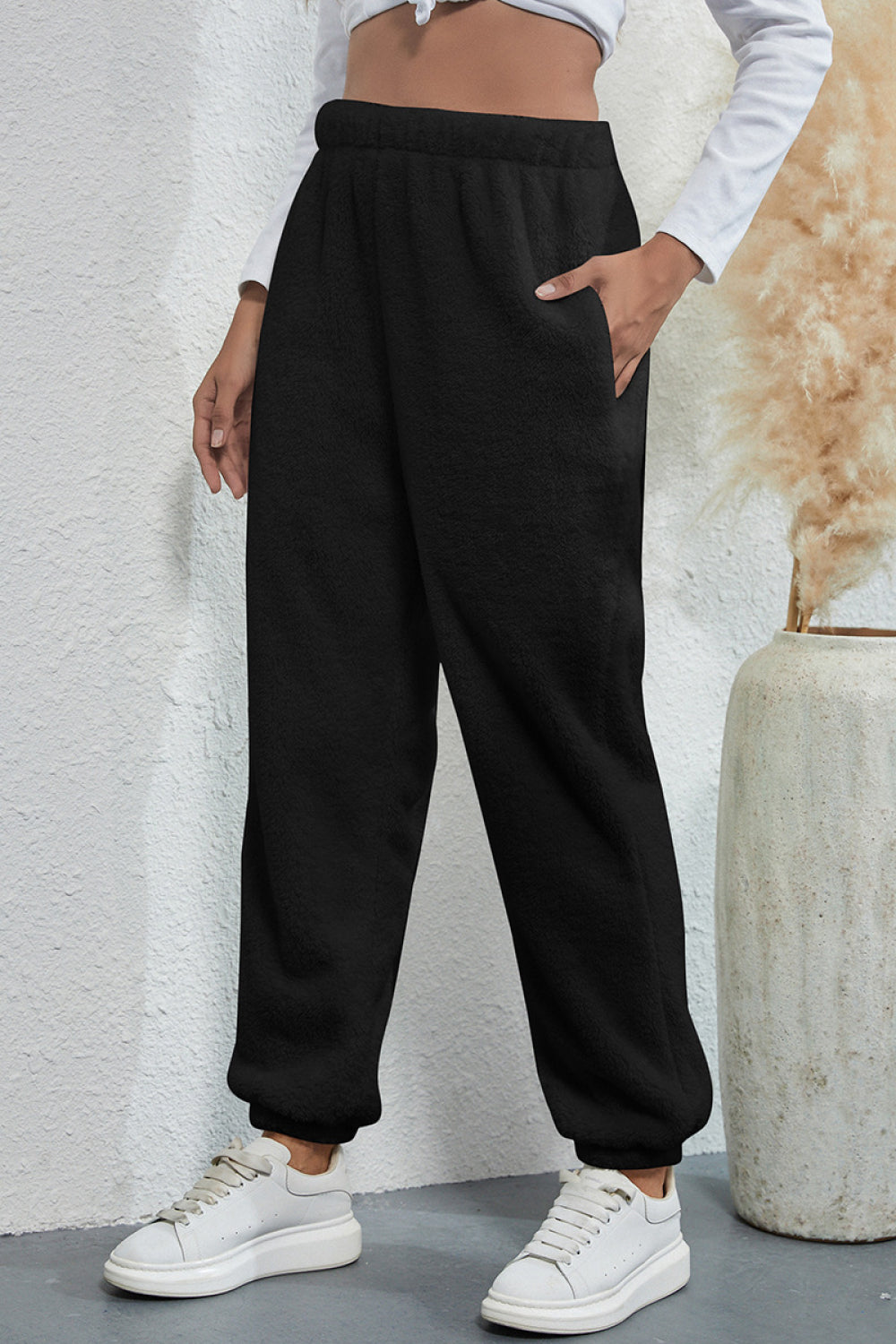 Elastic Waist Teddy Pants