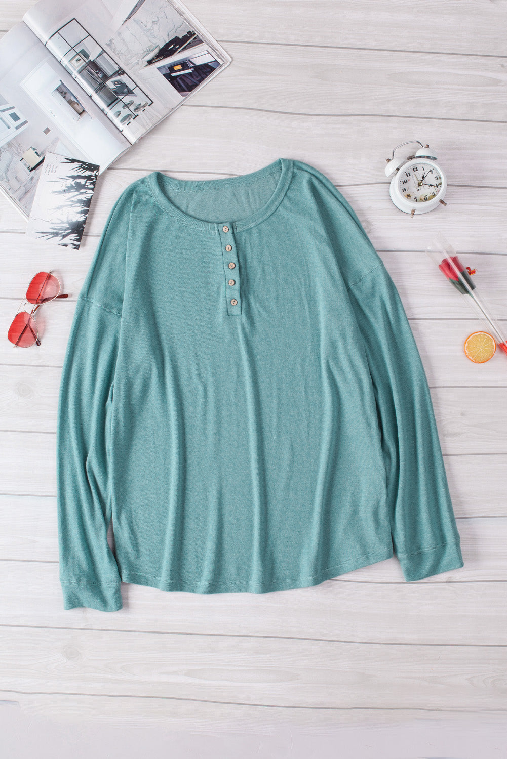 Button Up Drop Shoulder Top - Absolute Fashion 2020