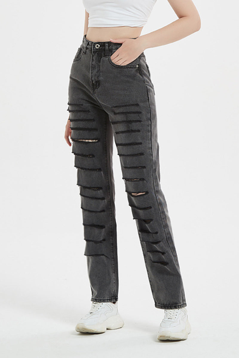 Straight Distressed Leg Jeans - Absolute Fashion 2020