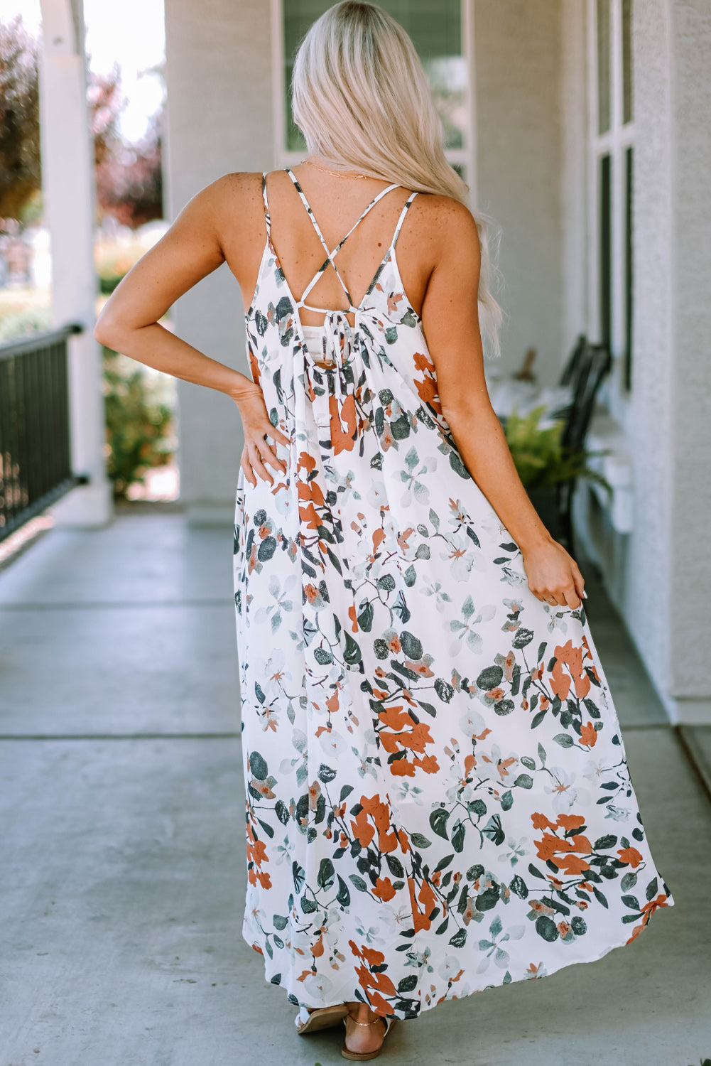 Floral Crisscross Spaghetti Strap High-Low Dress