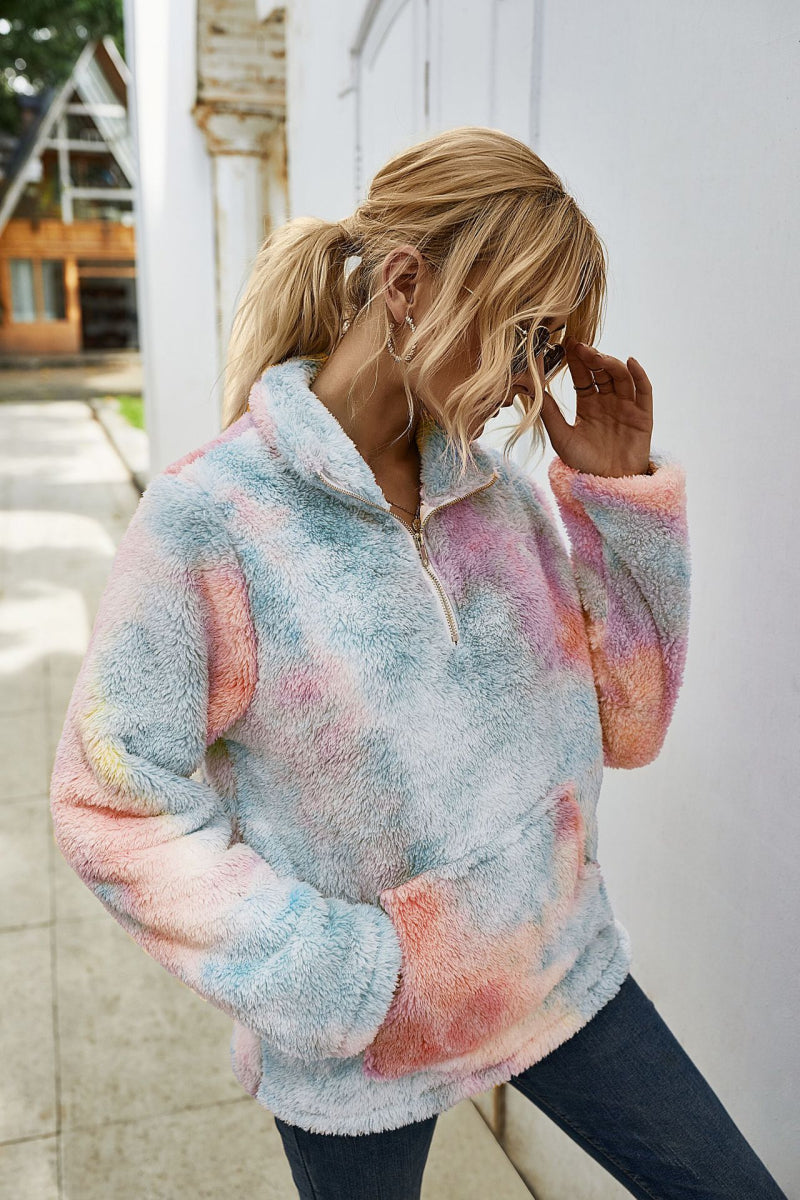 Tie Dye Quarter Zip Pullover - Absolute Fashion 2020