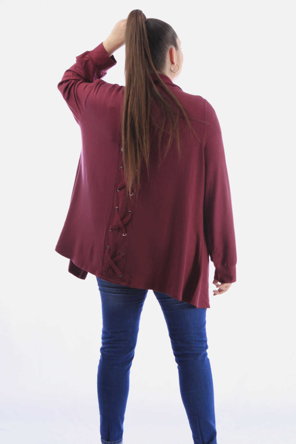 Stretch Laceup Back Cardigan
