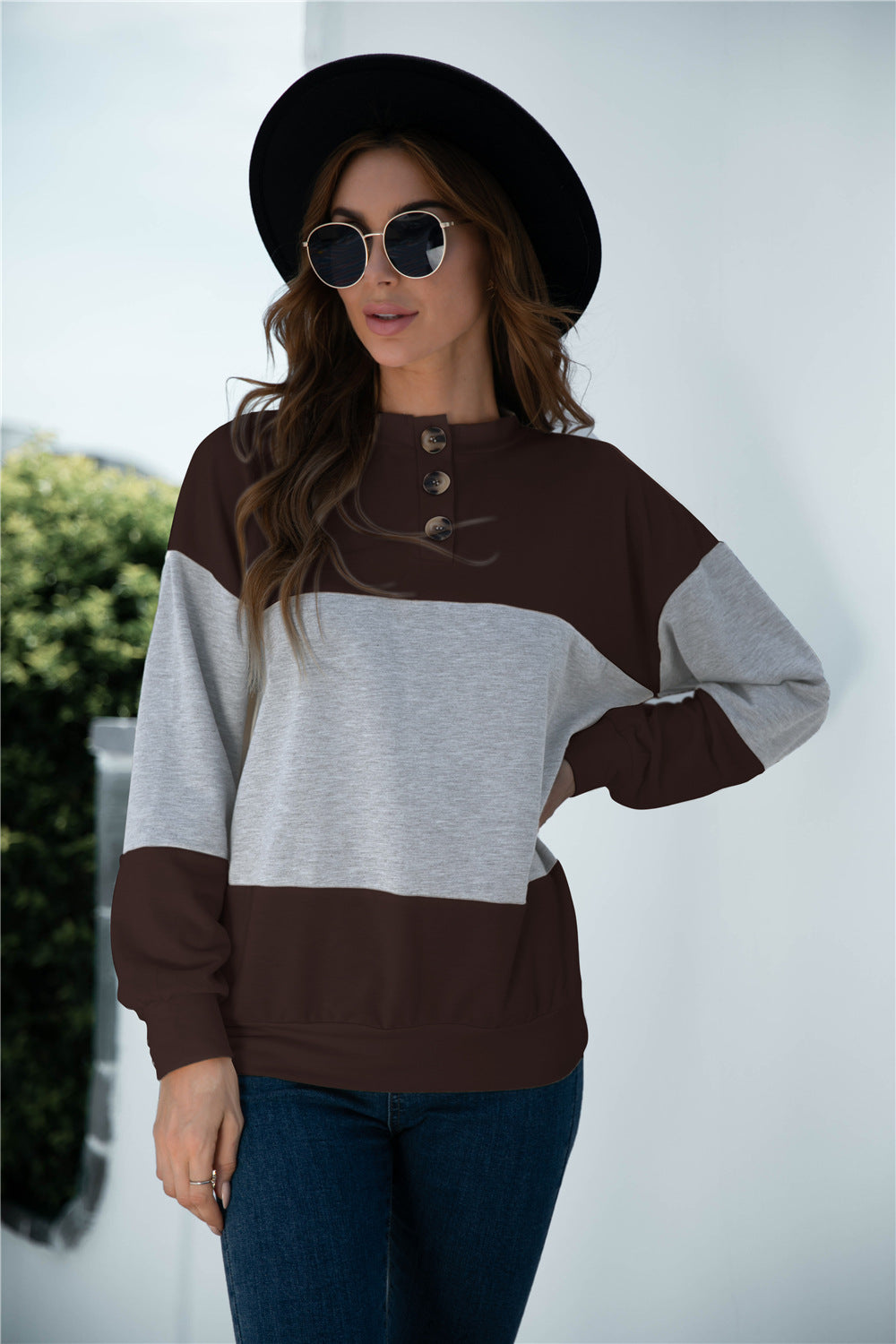 Colorblock Three Button Top - Absolute Fashion 2020