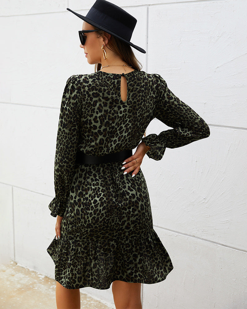 Animal Print Belted Mermaid Dress - Absolute Fashion 2020