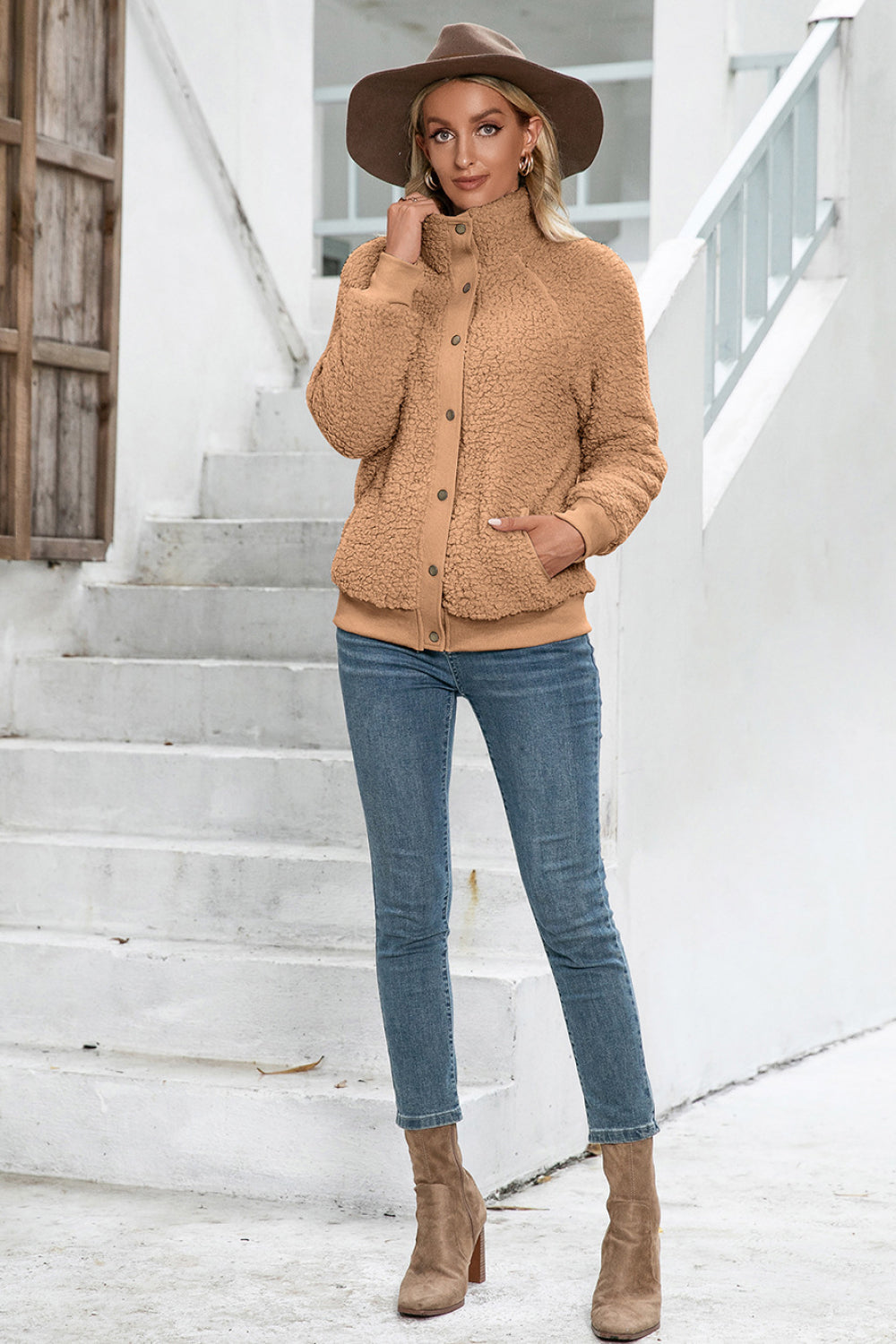 Snap Button Down Teddy Jacket - Absolute Fashion 2020