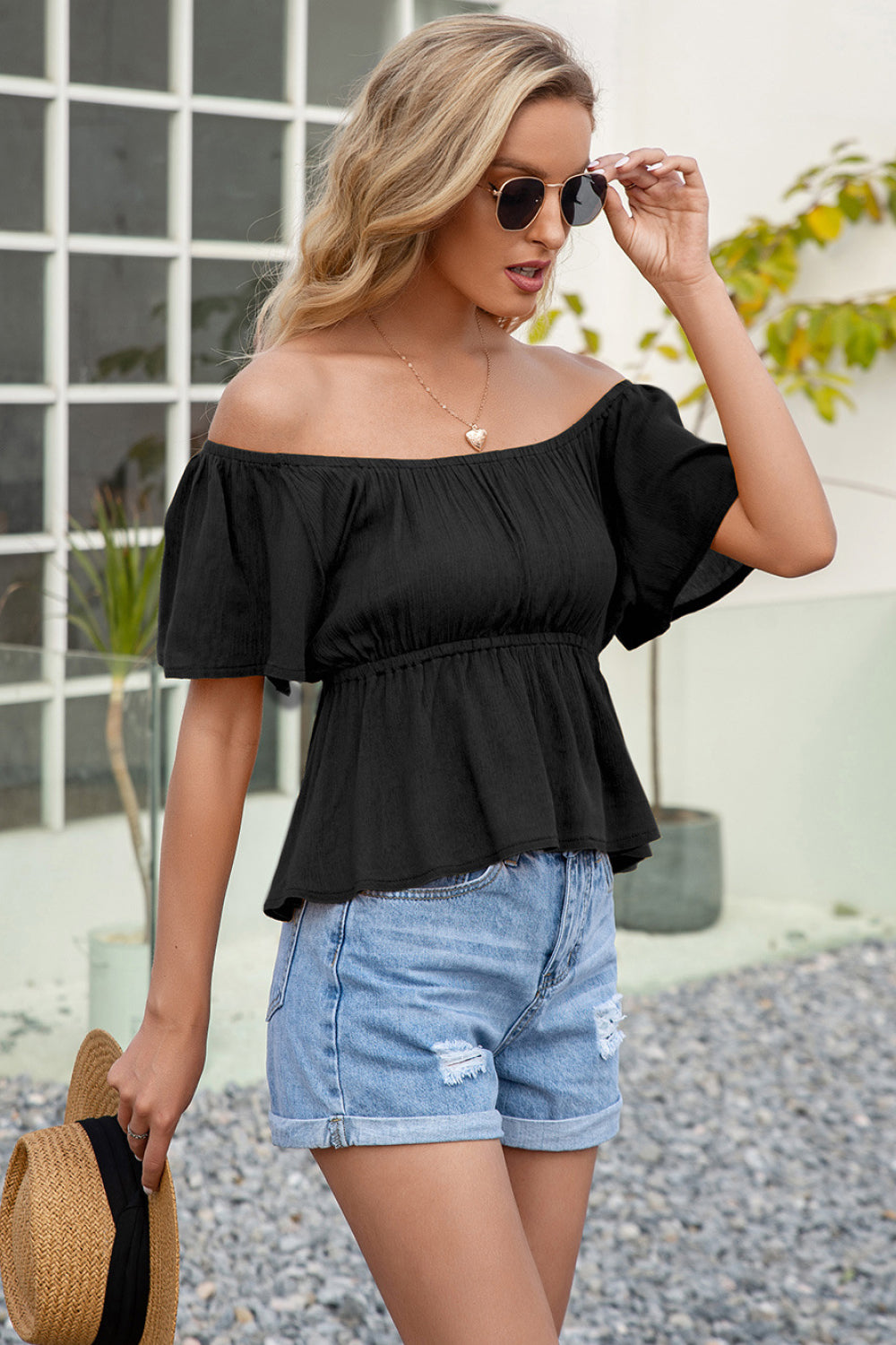 Ruffle Hem Bardot Blouse - Absolute Fashion 2020