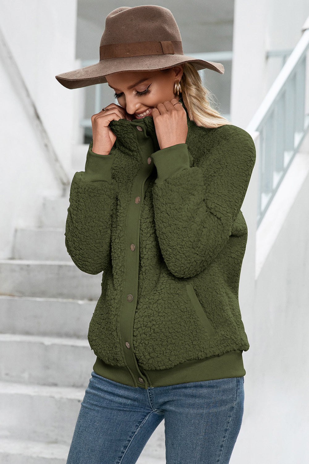 Snap Button Down Teddy Jacket - Absolute Fashion 2020