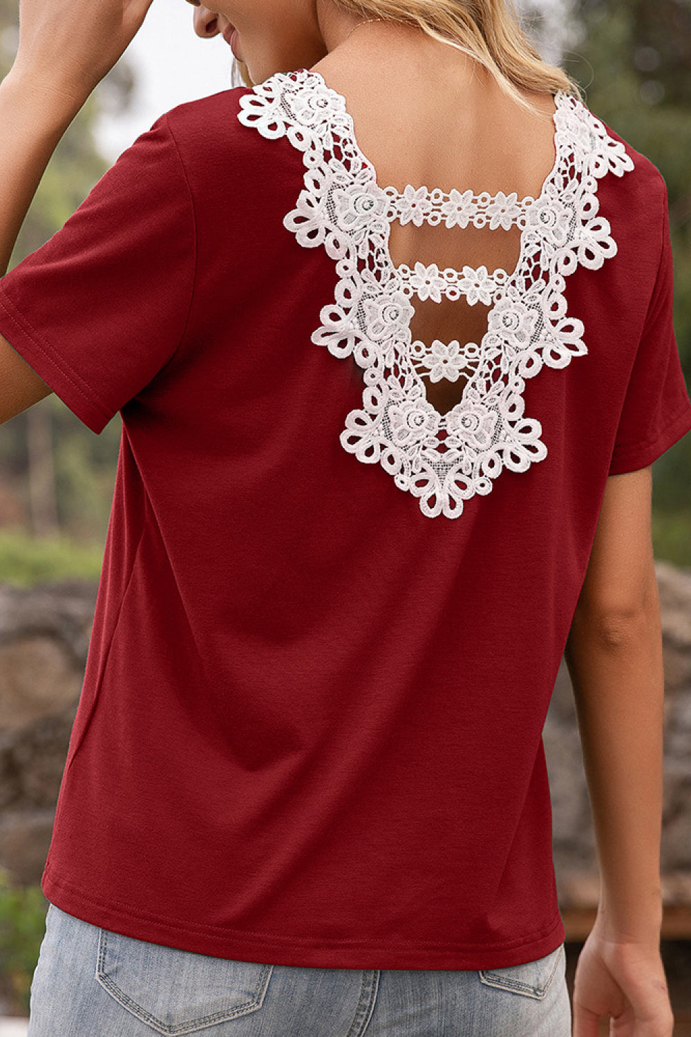 Contrast Crotched Lace Back Top - Absolute Fashion 2020