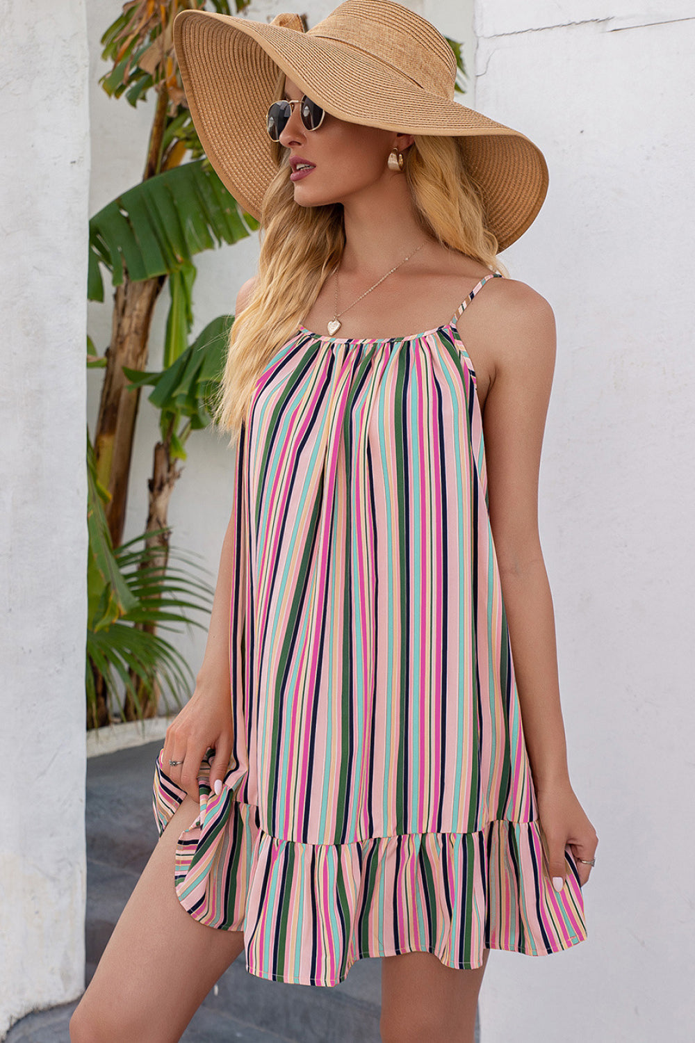 Striped Ruffle Hem Dress - Absolute Fashion 2020