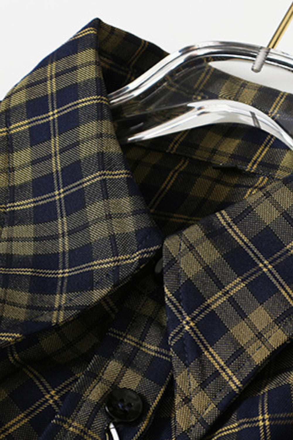 GAWQO Plaid Button Down Shirt Dress with Belt