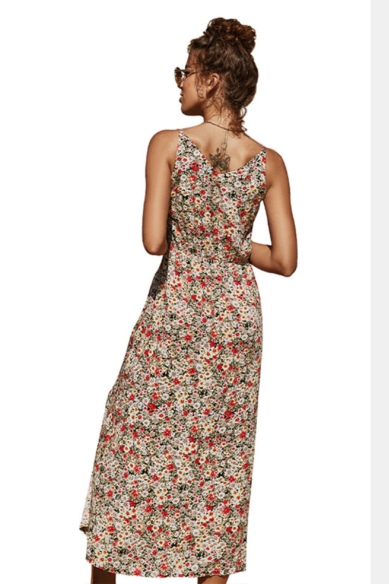 Floral Sleeveless V-Neck Midi Dress - Absolute Fashion 2020