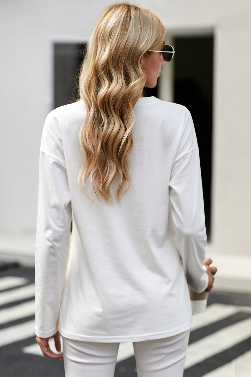 Color Block Splicing O-Neck Blouse - Absolute Fashion 2020