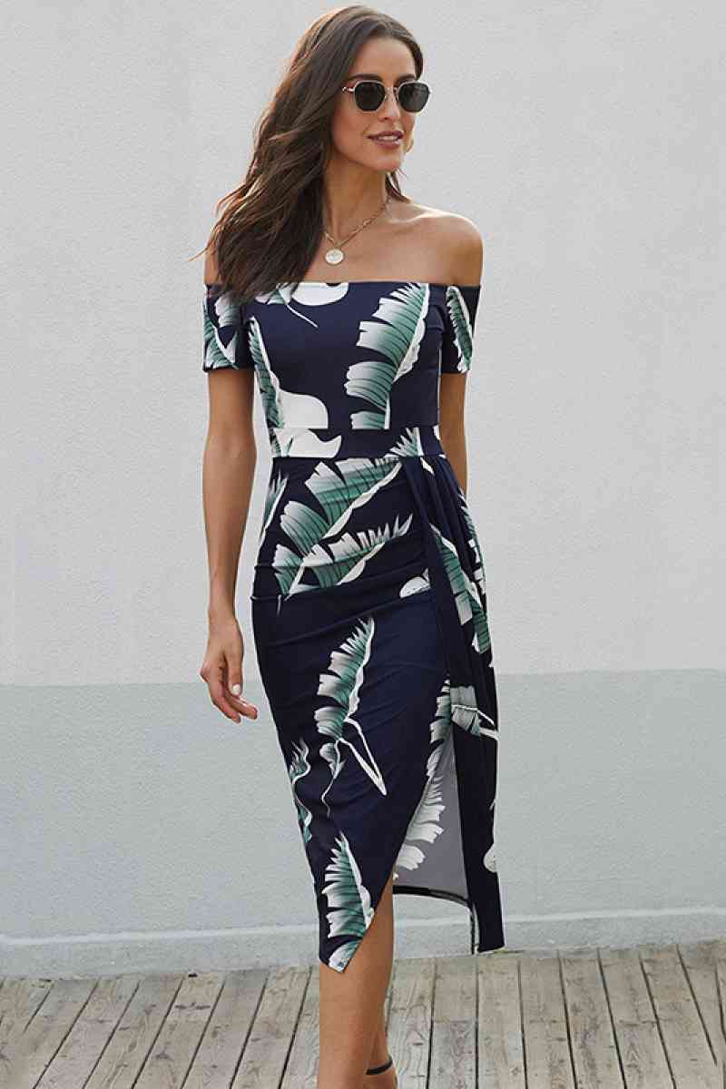 Floral Off Shoulder Slit Wrap Dress - Absolute Fashion 2020