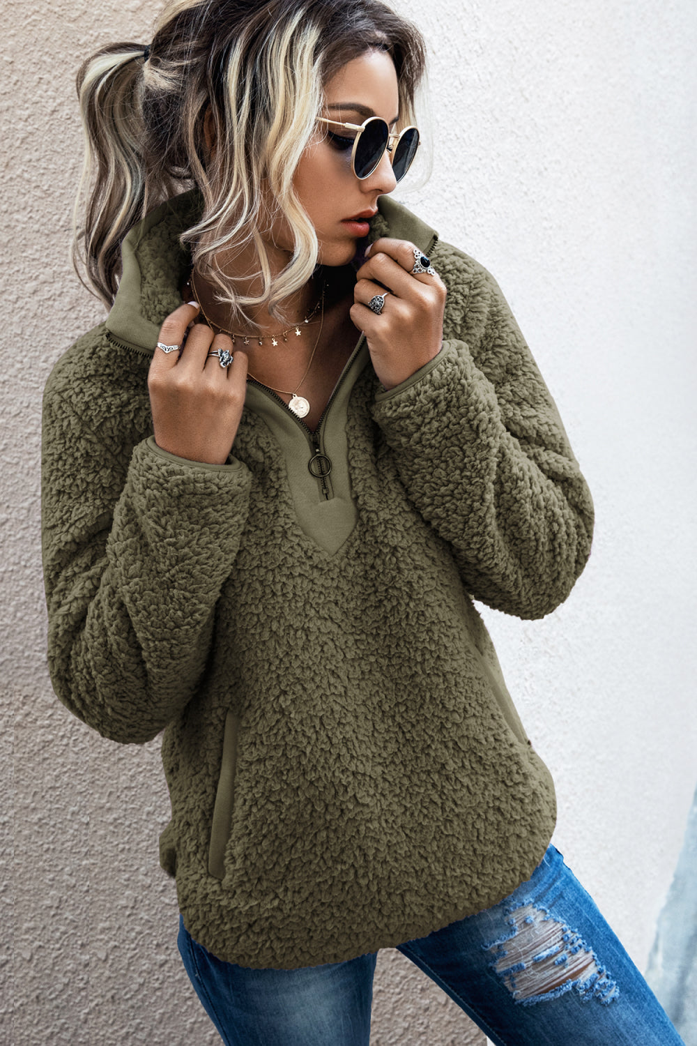 Quarter Zip Teddy Pullover - Absolute Fashion 2020