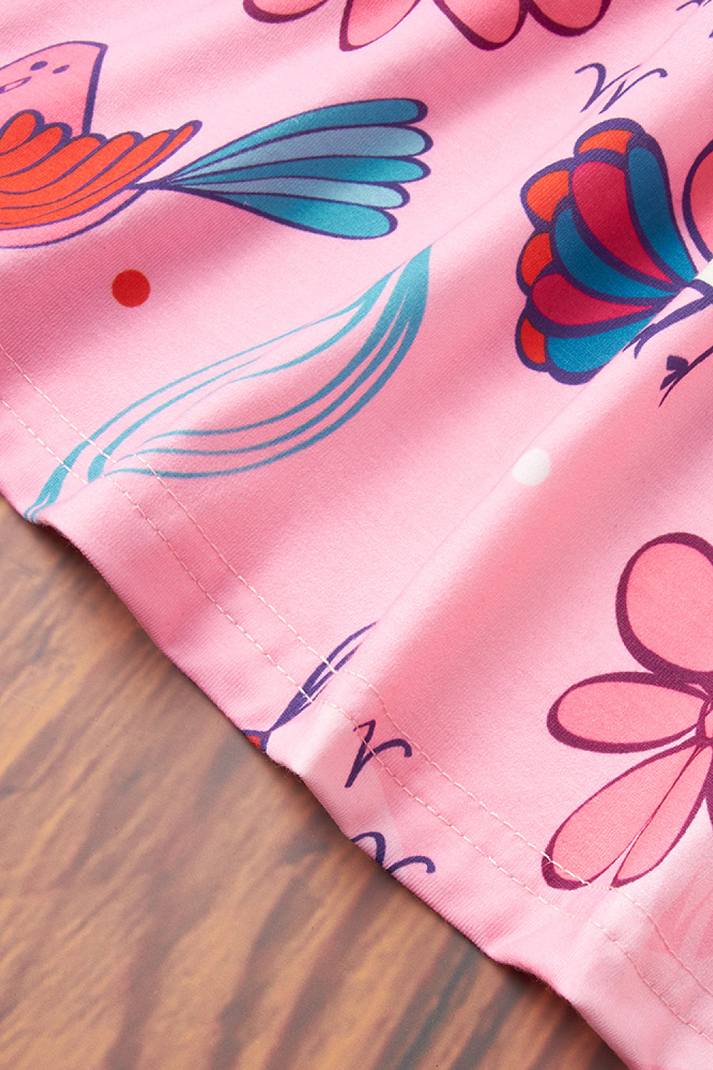 Baby Girl Bird Print Collared Dress
