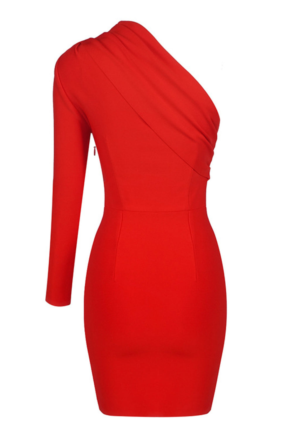 Asymmetrical Neck One Sleeve Bodycon Dress