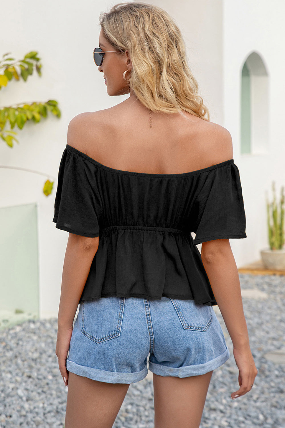 Ruffle Hem Bardot Blouse - Absolute Fashion 2020