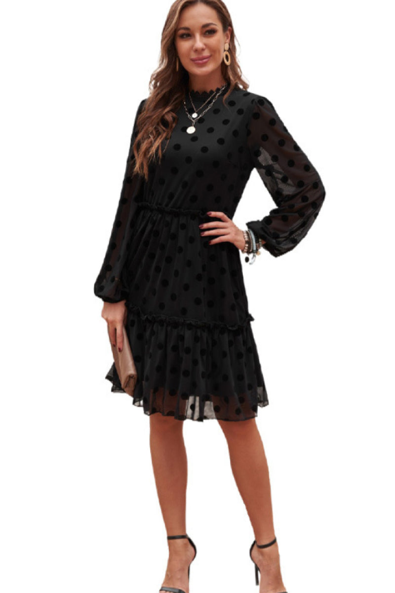 Swiss Dot Ruffle Hem Smock Dress - Absolute Fashion 2020