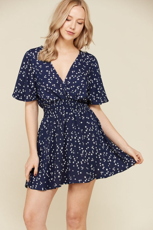 Flutter Sleeve Star Printed Dress - Absolute Fashion 2020