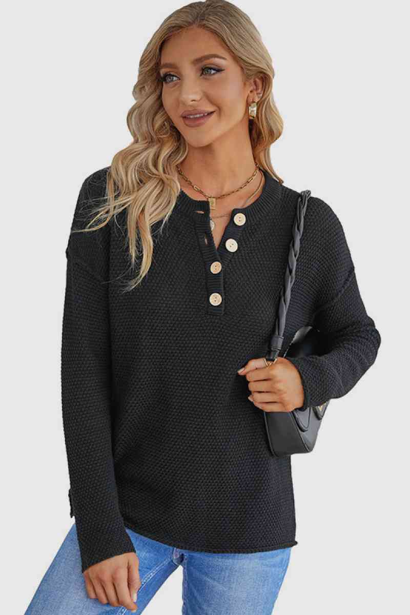 Solid Button up Sweater Top - Absolute Fashion 2020