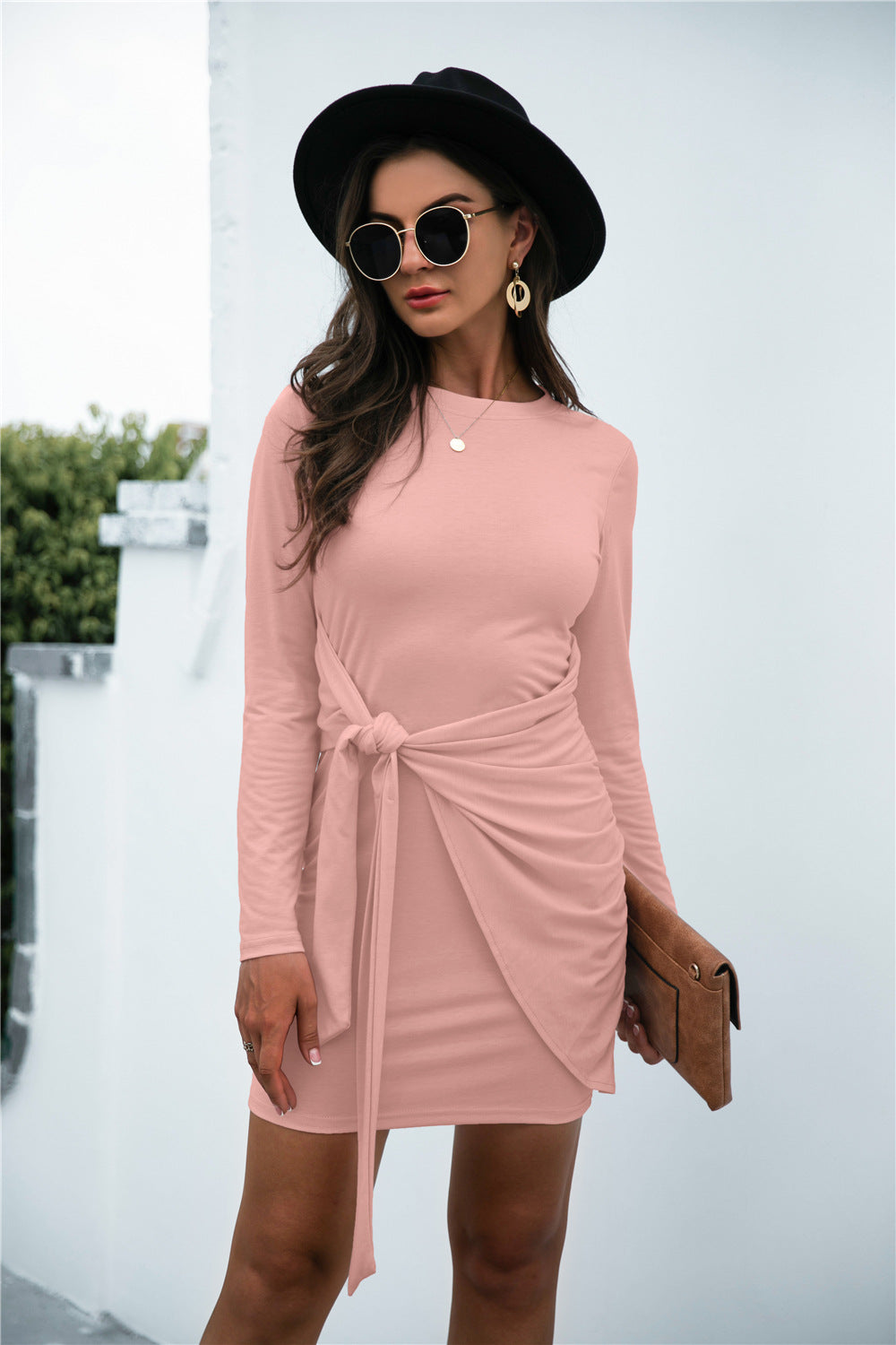 Self-Knotted Ruched Overlap Dress - Absolute Fashion 2020