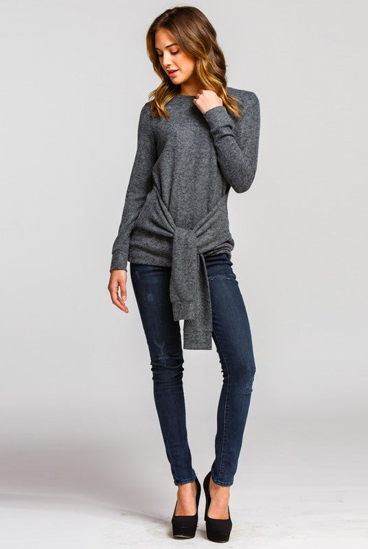 Semi Loose Fit Tie Front Top