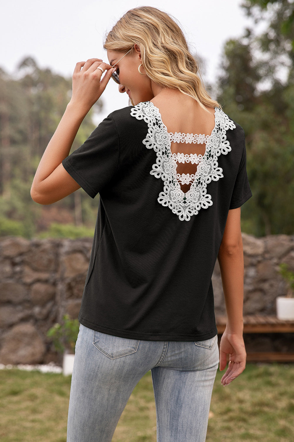 Contrast Crotched Lace Back Top - Absolute Fashion 2020